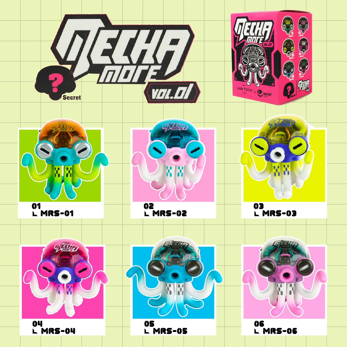 LAMTOYS mechamore Wazzupコラボ タコ デザイナーズフィギュア 6体セット アートトイ インテリア コレクター